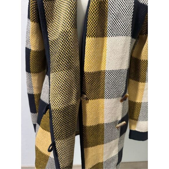 Cabi plaid hooded cardigan sweater large toggle button front M - Picture 4 of 9